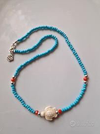 Collana di perline turchesi  uomo