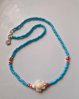 Collana di perline turchesi  uomo