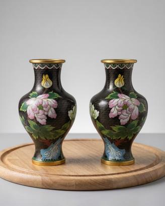 Coppia di vasi cloisonnè