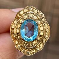 Anello vintage argento 925 topazio azzurro