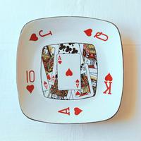 Piatto poker scala reale di cuori, in ceramica