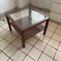 Tavolinetto in legno 2 ripiani in vetro