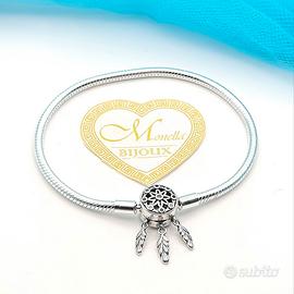 Bracciale argento 925 misura 19 zirconi piume