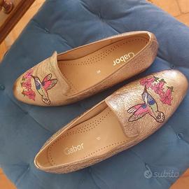 Mocassini Gabor – Metallizzato Oro Rosa con ricamo