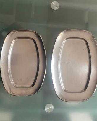 Coppia vassoi Alessi inox 18/10 - 40 e 35 cm