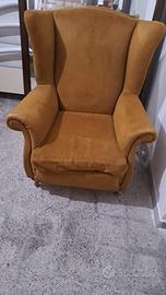 Poltrona vintage a orecchioni stile Bergère