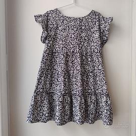 Vestito OVS taglia M cotone - Blu a fiori bianchi