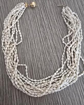 Collana multifilo perle barocche in oro 18K
