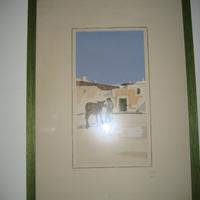 Litografia Originale di Aldo Riso - uomo con asino