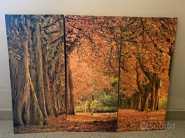 Trittico stampa paesaggio alberi autunnale