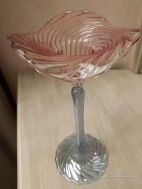 Portacandela delicato in vetro soffiato