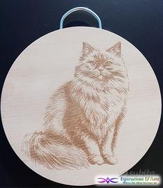 Tagliere con incisione al laser  - Gatto