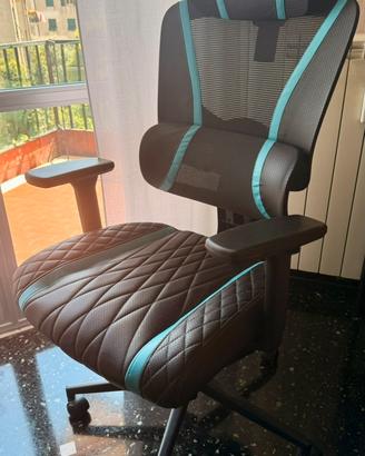 Eureka ergonomic sedia gaming nero, blu