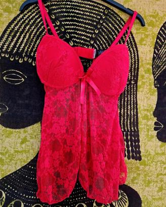 Babydoll in pizzo rosso 
