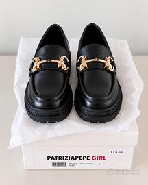 Mocassini Patrizia Pepe Girl neri oro 31 nuovi