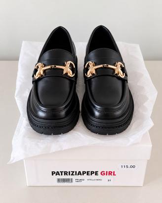 Mocassini Patrizia Pepe Girl neri oro 31 nuovi