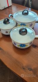 tris pentole smaltate vintage