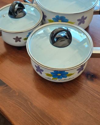 tris pentole smaltate vintage