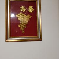 quadro antico con monete ( lira) 