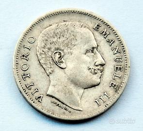 Moneta "1 LIRA" in argento "AQUILA SABAUDA" 1907