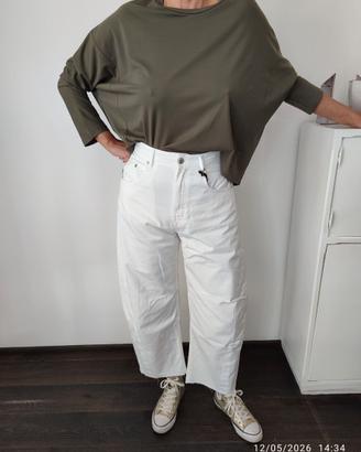 Jeans taglio balloon bianchi