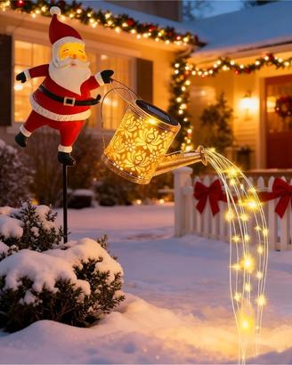 Babbo Natale con Innaffiatoio Luminoso Solare