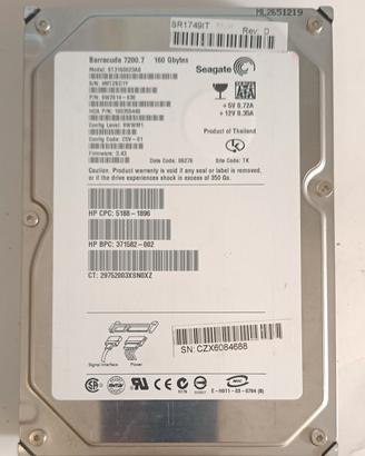 HD Dell 7J597 da 160 GB SATA 7.2K 1.5GBPS da 3,5"
