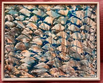 Quadro pesci ,olio su tela 40 x 50con cornice
