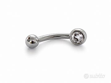 Piercing ombelico oro bianco e zircone