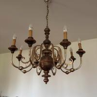 Lampadario Vintage in Ottone/Metallo 8 punti luce