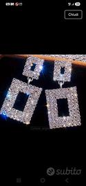 orecchini quadrati strass
