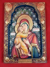 icona bizantina Madonna con bambino cm 35 x 25