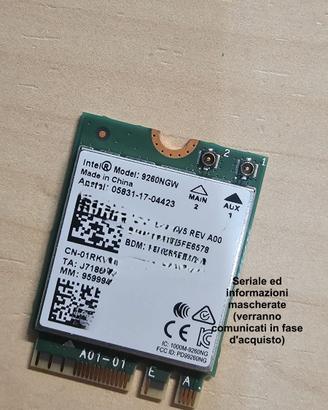 Scheda Wi‑Fi Intel 9260NGW – Dual Band + Bluetooth
