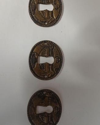 3 bocchette per chiavi in bronzo