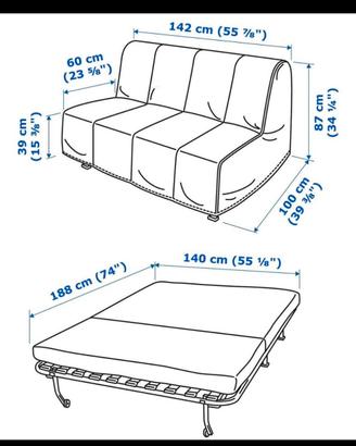 Divano letto due posti Ikea