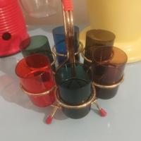 Set bicchieri liquore in cristallo colorat anni 50