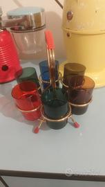 Set bicchieri liquore in cristallo colorat anni 50