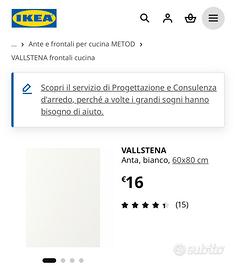 Anta Ikea Vallstena bianca 60 x 80 cm