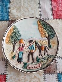 Piatto ceramica rilievo vintage Isola Eolie