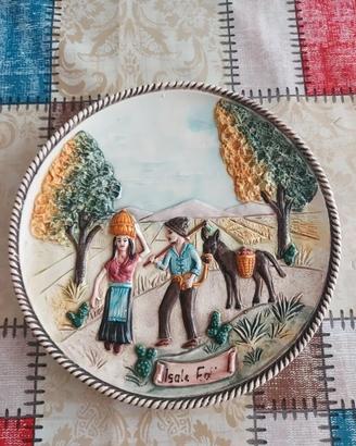 Piatto ceramica rilievo vintage Isola Eolie