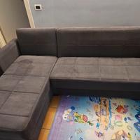 Divano letto angolare con penisola + pouf 