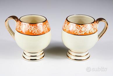 Coppia tazze Liberty ceramica Carraresi anni ‘30