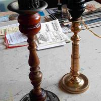 Coppia di candelabri d'epoca bronzo e ottone