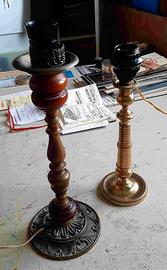 Coppia di candelabri d'epoca bronzo e ottone