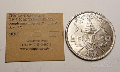 TAILANDIA THAILAND RAMA IX 20 BAHT 1963 Argento