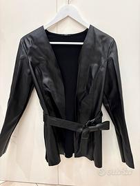 Giacca leggera similpelle nera Tezenis