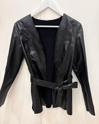 Giacca leggera similpelle nera Tezenis