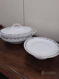 Zuppiera antica vassoio piatto porta torta porcell