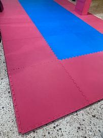 80 mq di Tatami Rosso/Blu da 3 cm.