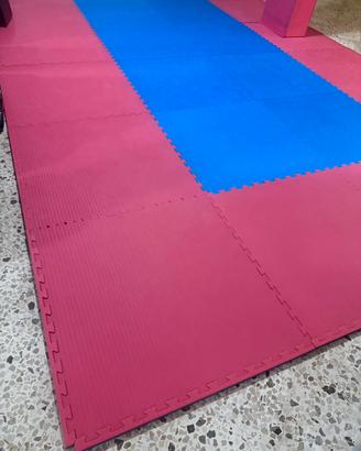 80 mq di Tatami Rosso/Blu da 3 cm.